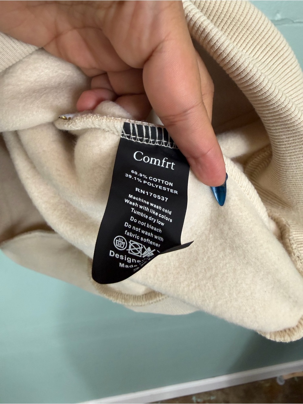Comfrt Hoodie Beige Cream Size 3XL Pullover Extra Soft Heavy Thick - Picture 4 of 7